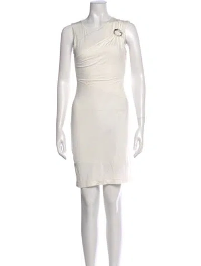 Pre-owned Just Cavalli One-shoulder Mini Dress In White