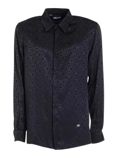 Just Cavalli Oversize Shirt Style Neck Shirt In Negro