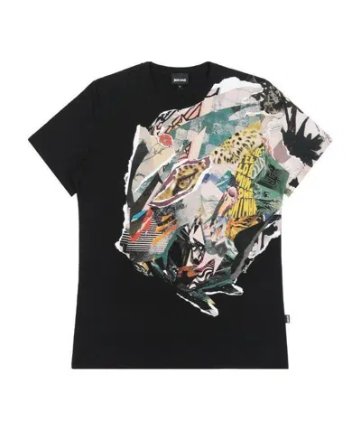 Just Cavalli Oversized Printed T-shirt In Black