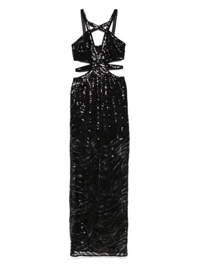 Just Cavalli Paillette-embellished Maxi Dress In Black