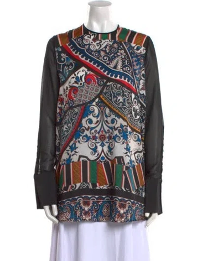 Pre-owned Just Cavalli Paisley Print Crew Neck Tunic In Black