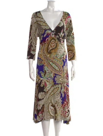 Pre-owned Just Cavalli Paisley Print Midi Length Dress In Blue