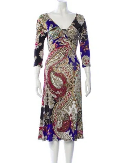 Pre-owned Just Cavalli Paisley Print Midi Length Dress In Brown
