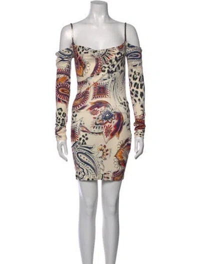 Pre-owned Just Cavalli Paisley Print Mini Dress In Neutral