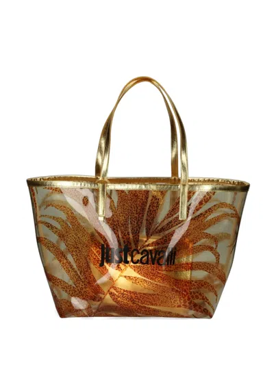 Just Cavalli Palm-print Tote Bag In Transparent