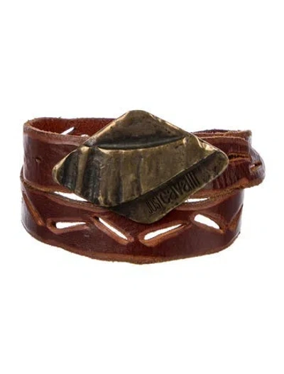 Pre-owned Just Cavalli Patent Leather Waist Belt In Brown