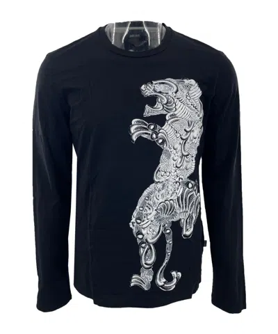 Just Cavalli Pattern Printed Long-sleeved T-shirt In Black