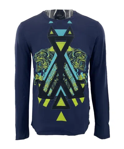 Just Cavalli Pattern Printed Long-sleeved T-shirt In Blue