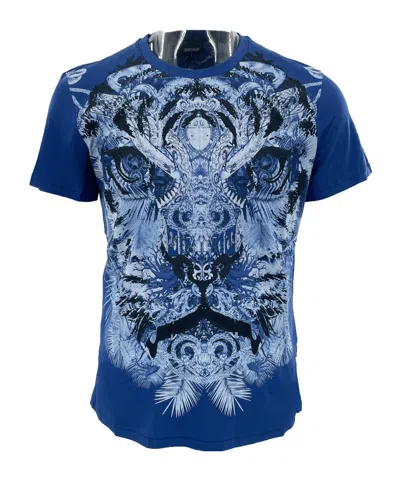 Just Cavalli Pattern Printed Short-sleeved T-shirt In Blue
