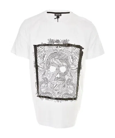Just Cavalli Pattern Printed Short-sleeved T-shirt In White