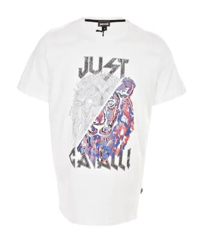 Just Cavalli Pattern Printed Short-sleeved T-shirt In White