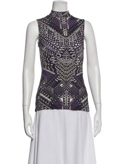 Pre-owned Just Cavalli Patterned Mock Neck Top In Multi