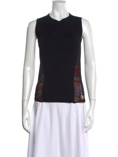 Pre-owned Just Cavalli Patterned V-neck Top In Black