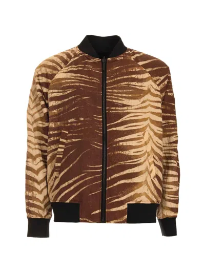 Just Cavalli Patterned Zip-up Jacket In Brown