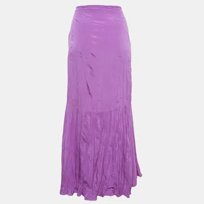 Pre-owned Just Cavalli Pink Crinkle Crepe Asymmetric Midi Skirt S