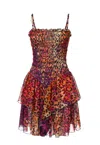 Just Cavalli Layered Leopard-print Mini Dress In Pink
