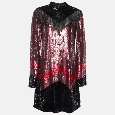 Just Cavalli Pink Sequin Embellished Shift Dress In Red