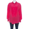 Just Cavalli Pink Silk Pleated Front Rolled Cuff Detail Blouse In Pink