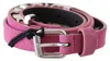 Just Cavalli Pink Silver Chrome Metal Buckle Waist Women's Belt In Pink