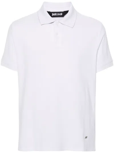 Just Cavalli Piqué-weave Polo Shirt In White