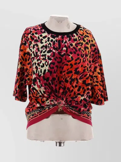 Just Cavalli Placed Animal Print T-shirt With Knot Detail