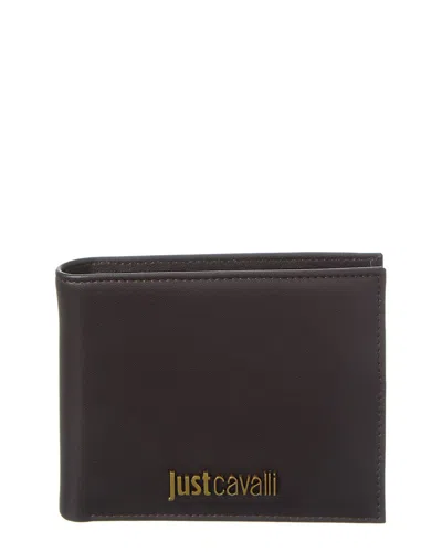 Just Cavalli Plaque Leather Bifold Wallet In Black