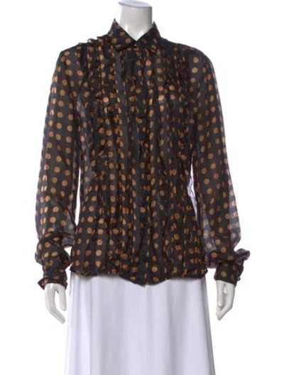 Pre-owned Just Cavalli Polka Dot Print Long Sleeve Blouse In Multi