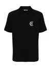 Just Cavalli Monogram-embroidery Polo Shirt In Black