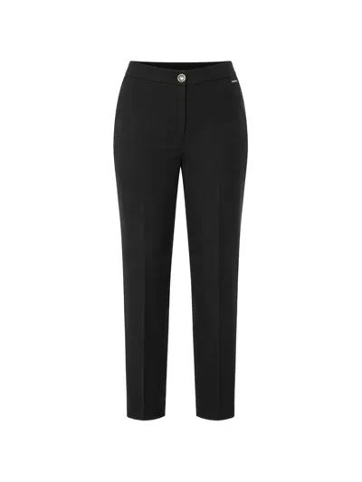 Just Cavalli Pressed-crease Split-hem Trousers In Black