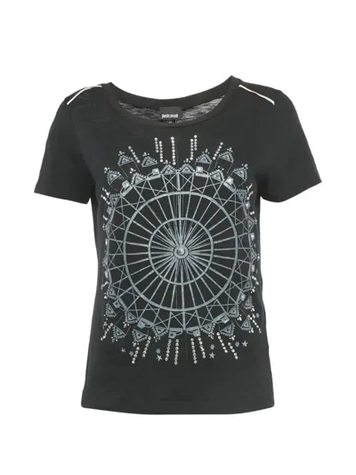 Pre-owned Just Cavalli Printed Cotton T-shirt In Black