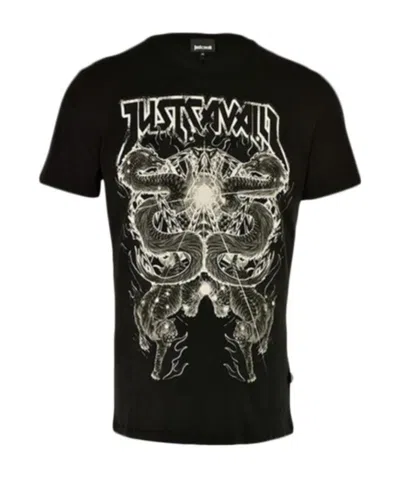 Just Cavalli Printed Cotton T-shirt In Black