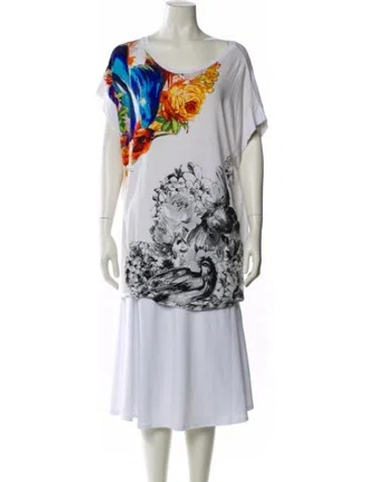 Pre-owned Just Cavalli Printed Cowl Neck T-shirt In Blue