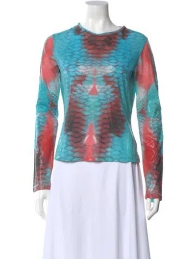 Pre-owned Just Cavalli Printed Crew Neck Top In Multi