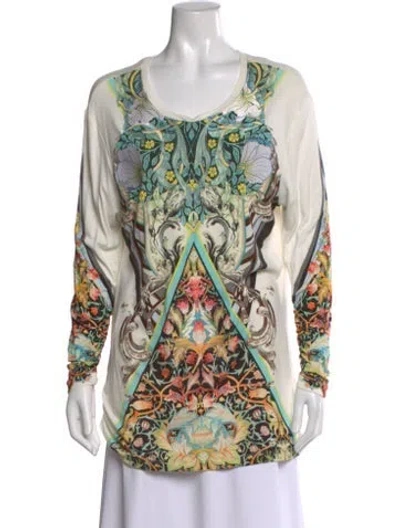 Pre-owned Just Cavalli Printed Crew Neck Top In Neutral