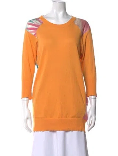 Pre-owned Just Cavalli Printed Crew Neck Top In Orange