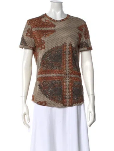Pre-owned Just Cavalli Printed Crew Neck T-shirt In Brown