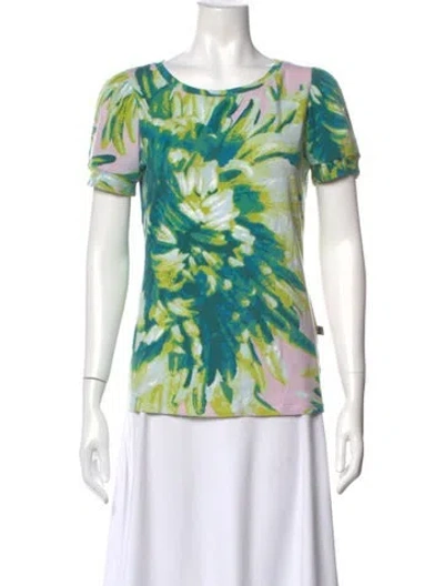 Pre-owned Just Cavalli Printed Crew Neck T-shirt In Green