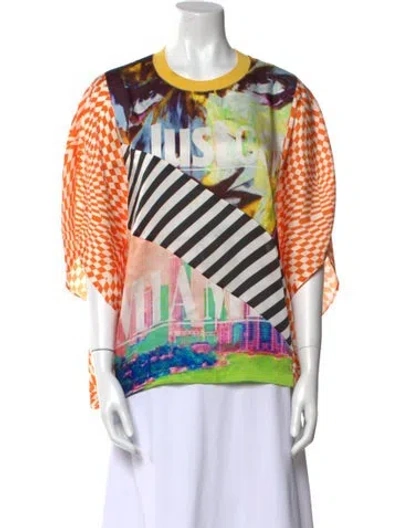 Pre-owned Just Cavalli Printed Crew Neck T-shirt In Orange