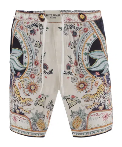 Just Cavalli Printed Drawstring Shorts In Multi