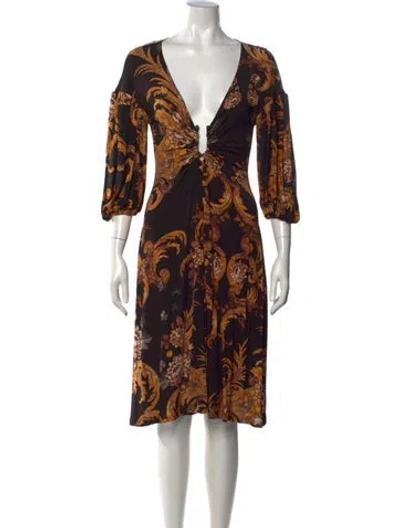 Pre-owned Just Cavalli Printed Knee-length Dress In Black