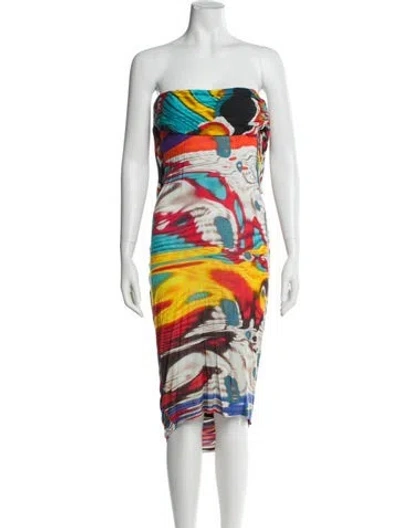 Pre-owned Just Cavalli Printed Knee-length Dress In Blue