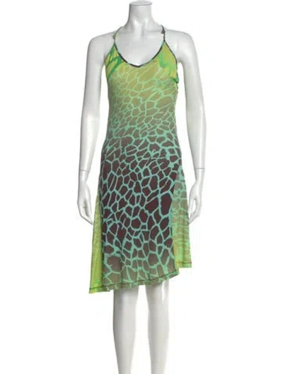 Pre-owned Just Cavalli Printed Knee-length Dress In Blue