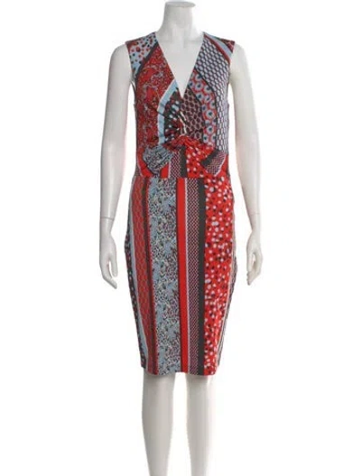 Pre-owned Just Cavalli Printed Knee-length Dress In Blue