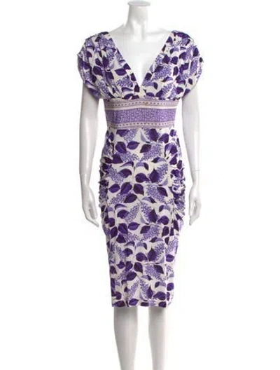 Pre-owned Just Cavalli Printed Knee-length Dress In Purple