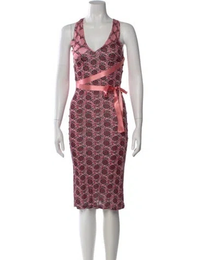 Pre-owned Just Cavalli Printed Knee-length Dress In Red