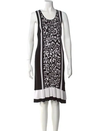 Pre-owned Just Cavalli Printed Knee-length Dress W/ Tags In Black
