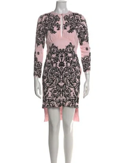 Pre-owned Just Cavalli Printed Knee-length Dress W/ Tags In Pink
