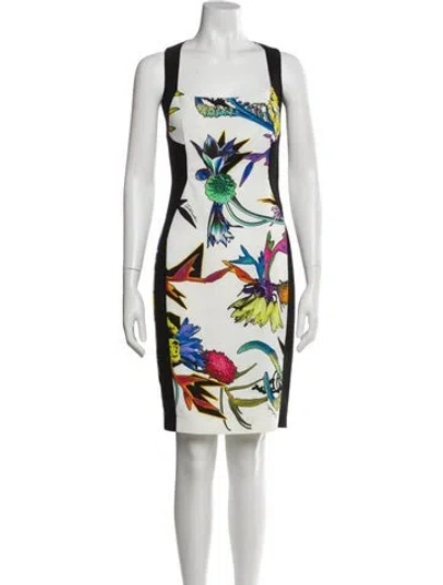 Pre-owned Just Cavalli Printed Knee-length Dress In White