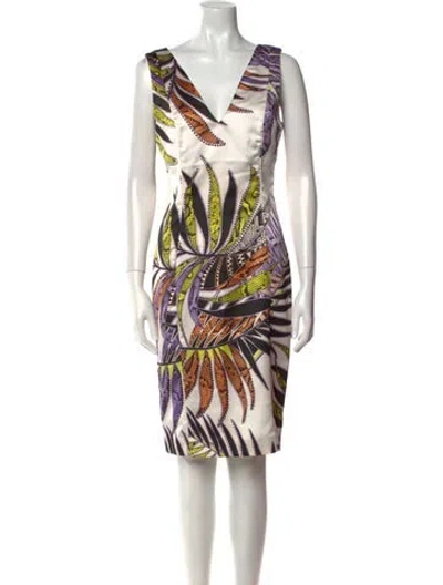Pre-owned Just Cavalli Printed Knee-length Dress In White