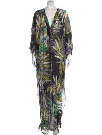 Pre-owned Just Cavalli Printed Long Dress In Black